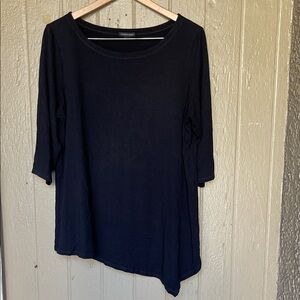 Eileen Fisher Black Long Sleeve Asymmetrical Top